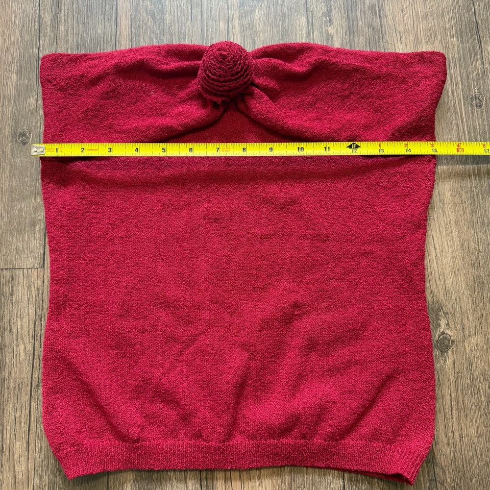 PEPPERMAYO Hidden Hills Knit Rose Strapless Tube Top Maroon Stretch Casual M/L - Picture 11 of 12
